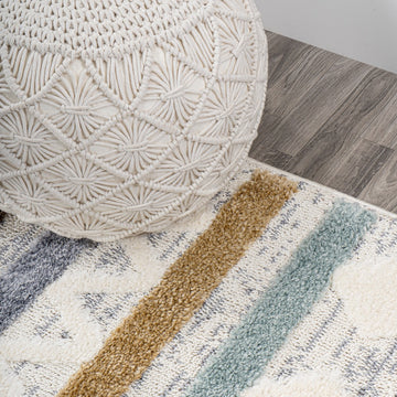 Faiza Moroccan Striped Geometric High-low Area Rug